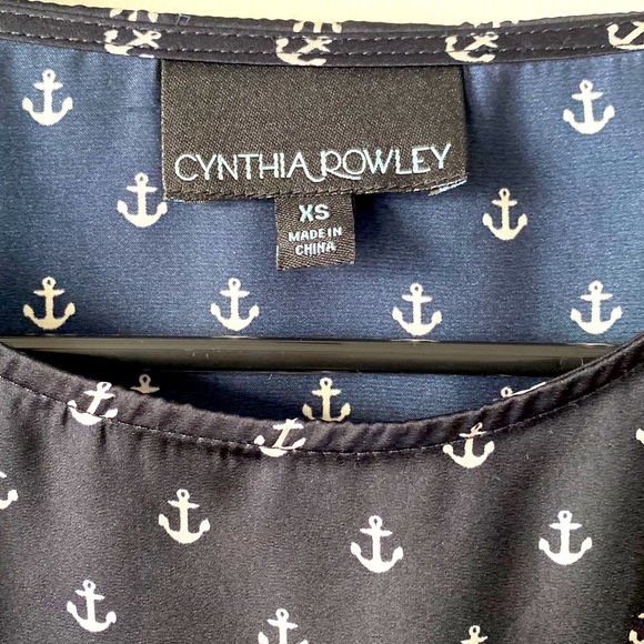 Cynthia Rowley Nautical Anchor Print Blouse XS - Picture 5 of 6